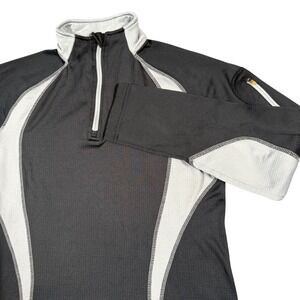 LLBean Womens Black Light Gray Quarter Zip Pullover Athletic Shirt Size S